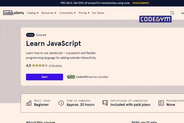 Khóa học Learn JavaScript