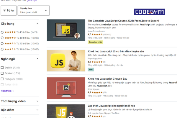 Udemy là trang web uy tín cung cấp một số khóa học JavaScript cơ bản miễn phí