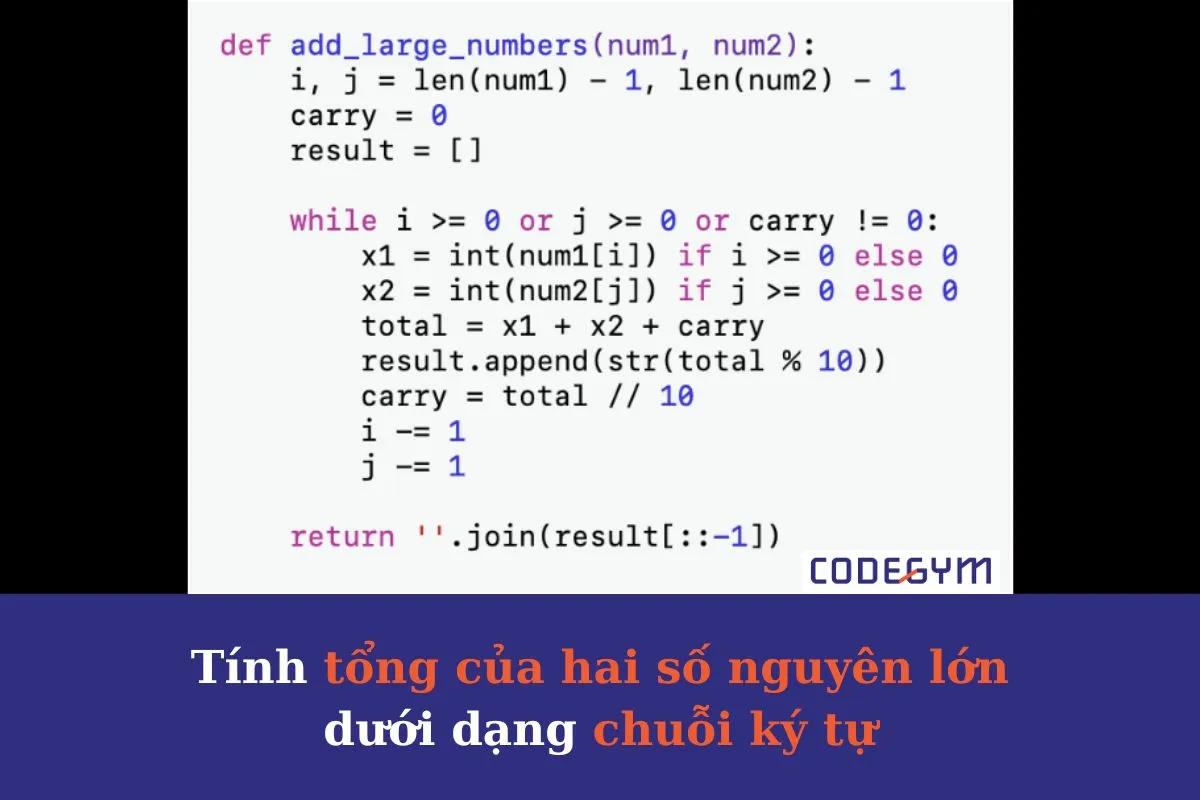 [Mỗi ngày 1 thuật toán] Tính tổng hai số nguyên lớn dưới dạng chuỗi ký tự