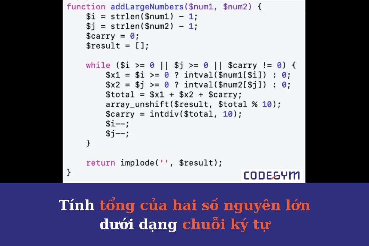 [Mỗi ngày 1 thuật toán] Tính tổng hai số nguyên lớn dưới dạng chuỗi ký tự