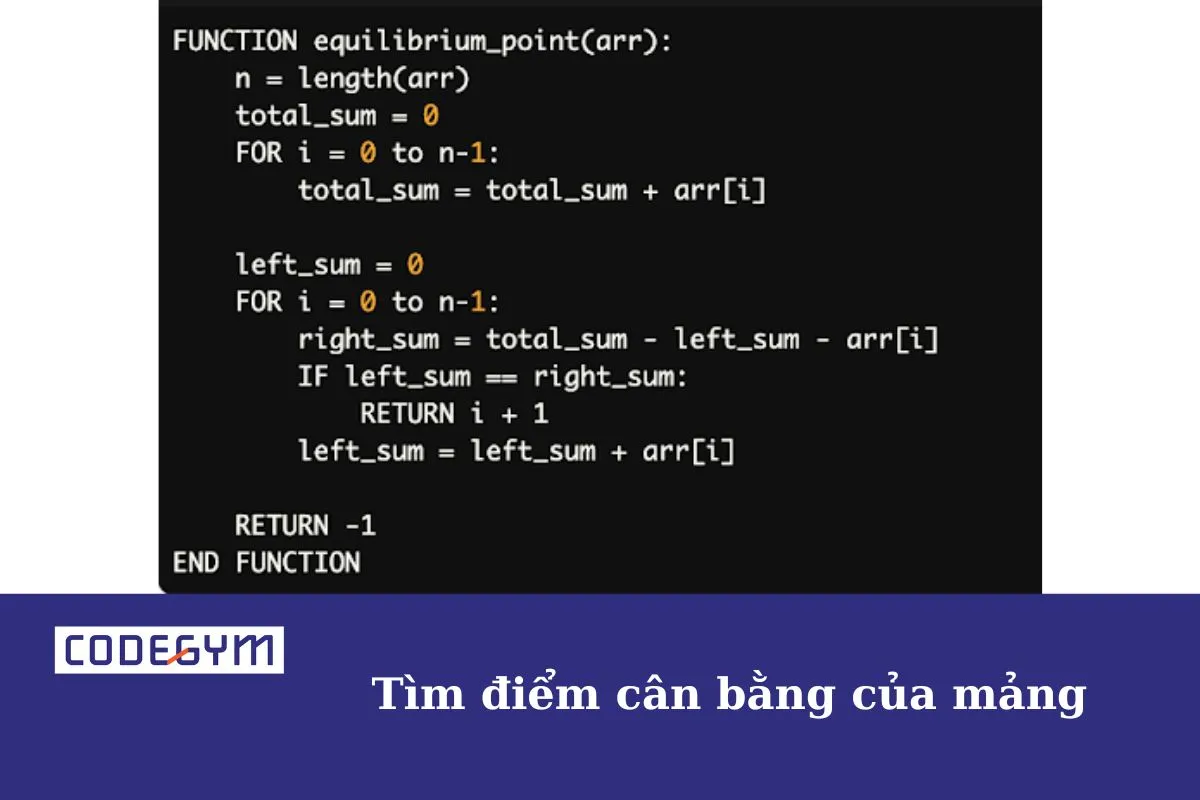 Tìm điểm cân bằng của mảng