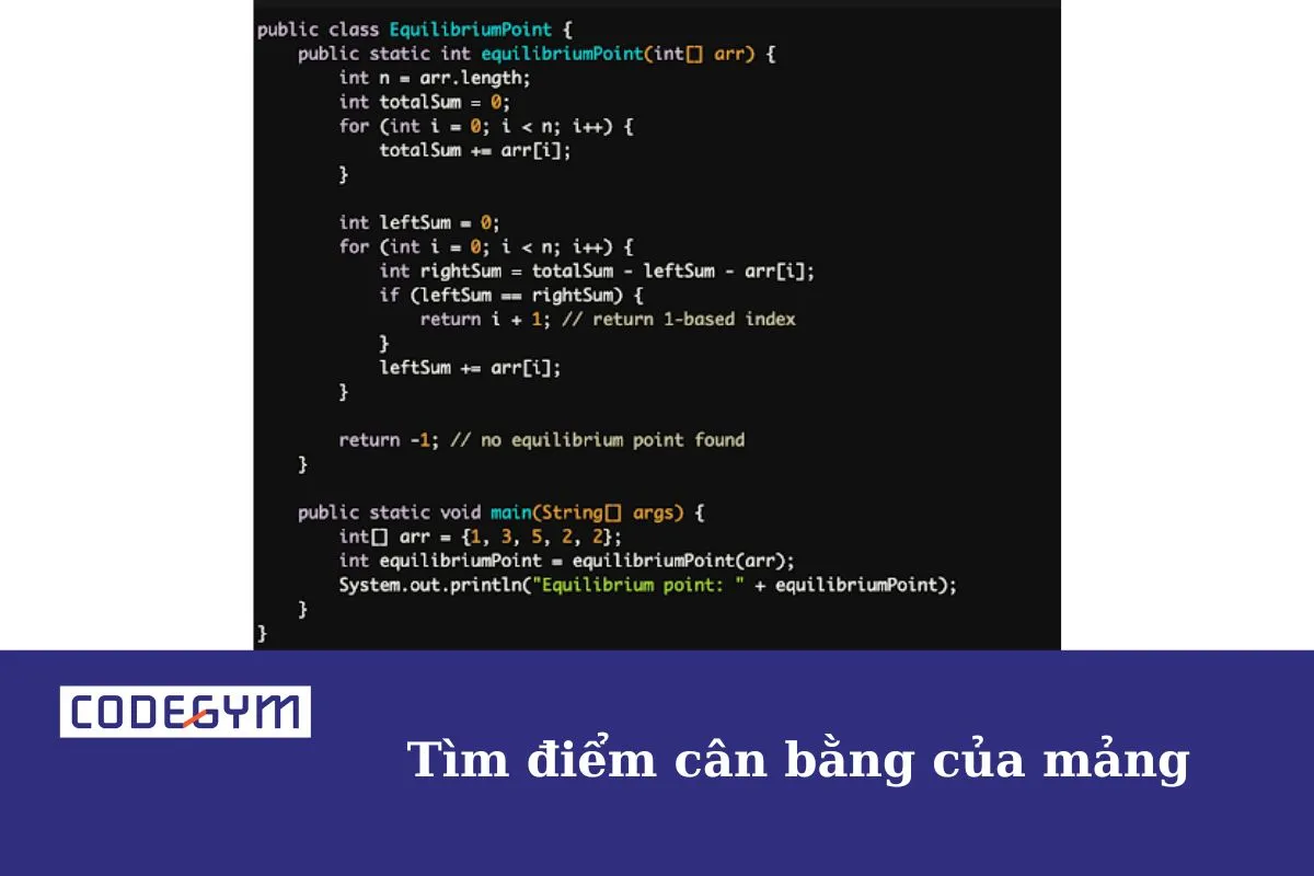 Tìm điểm cân bằng của mảng