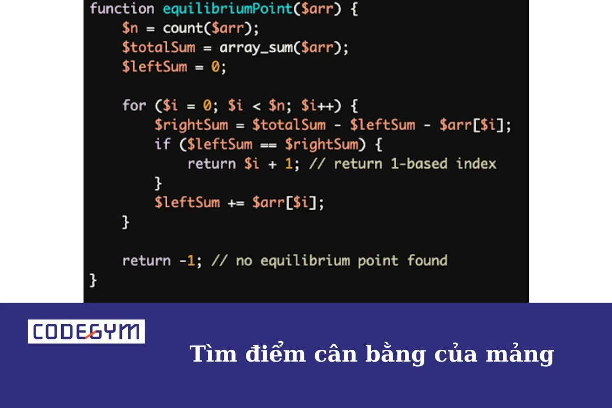 Tìm điểm cân bằng của mảng