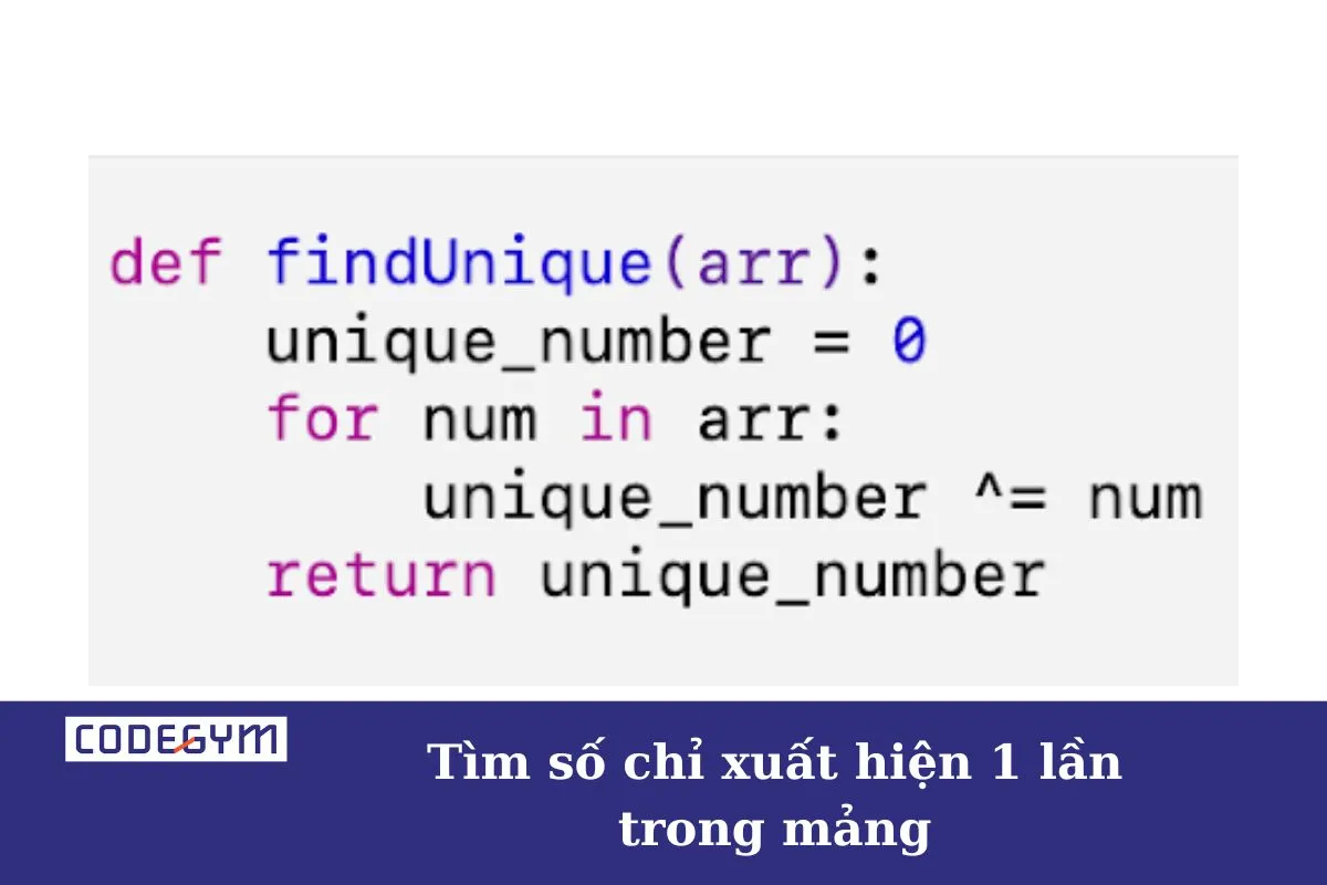 tìm số chỉ xuất hiện 1 lần trong mảng