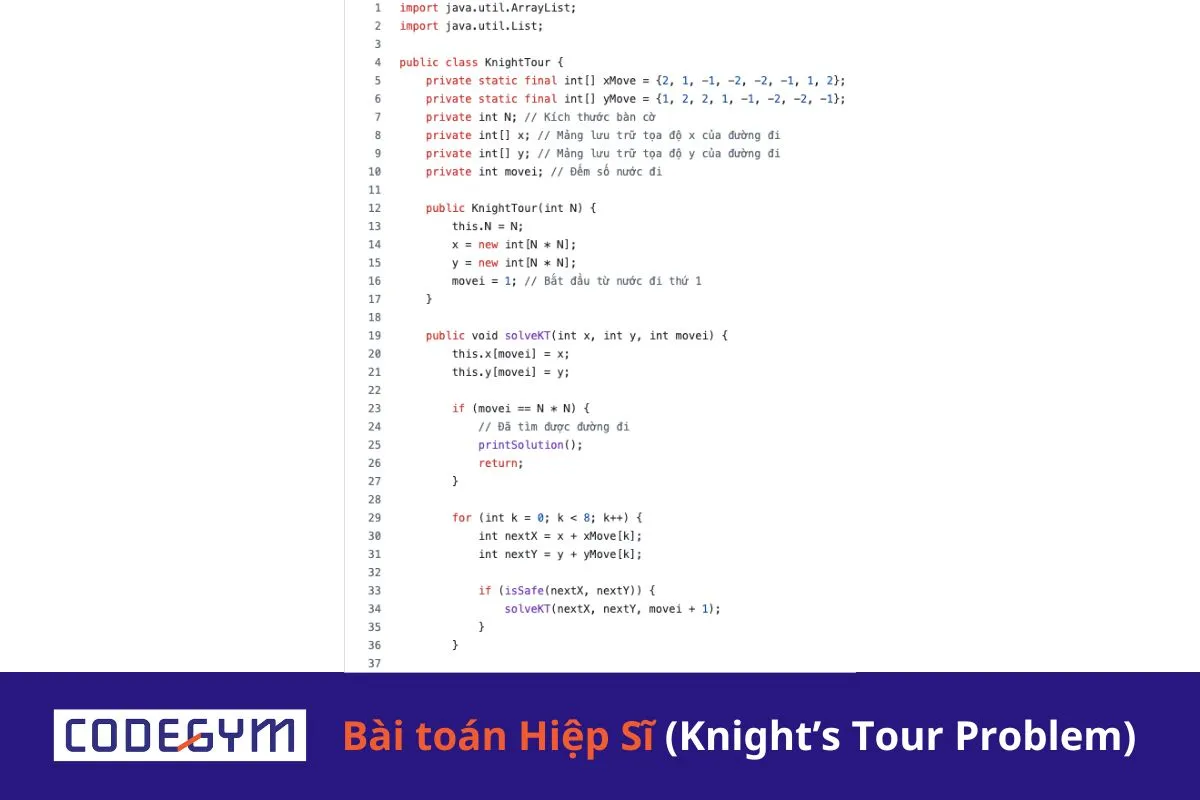 [Mỗi ngày 1 thuật toán] Bài toán Hiệp Sĩ - Mã đi tuần (Knight’s Tour Problem)